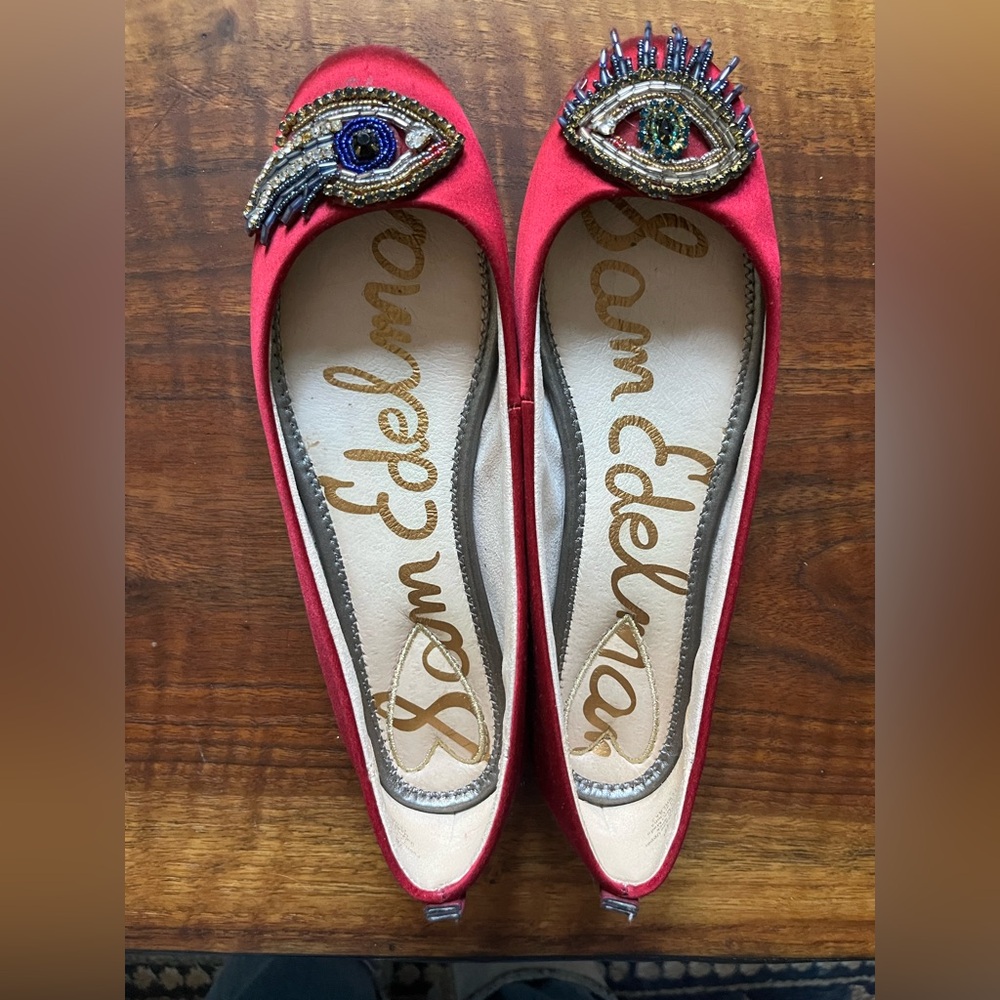 Sam Edelman Women's Vibrant Red Beaded Flats